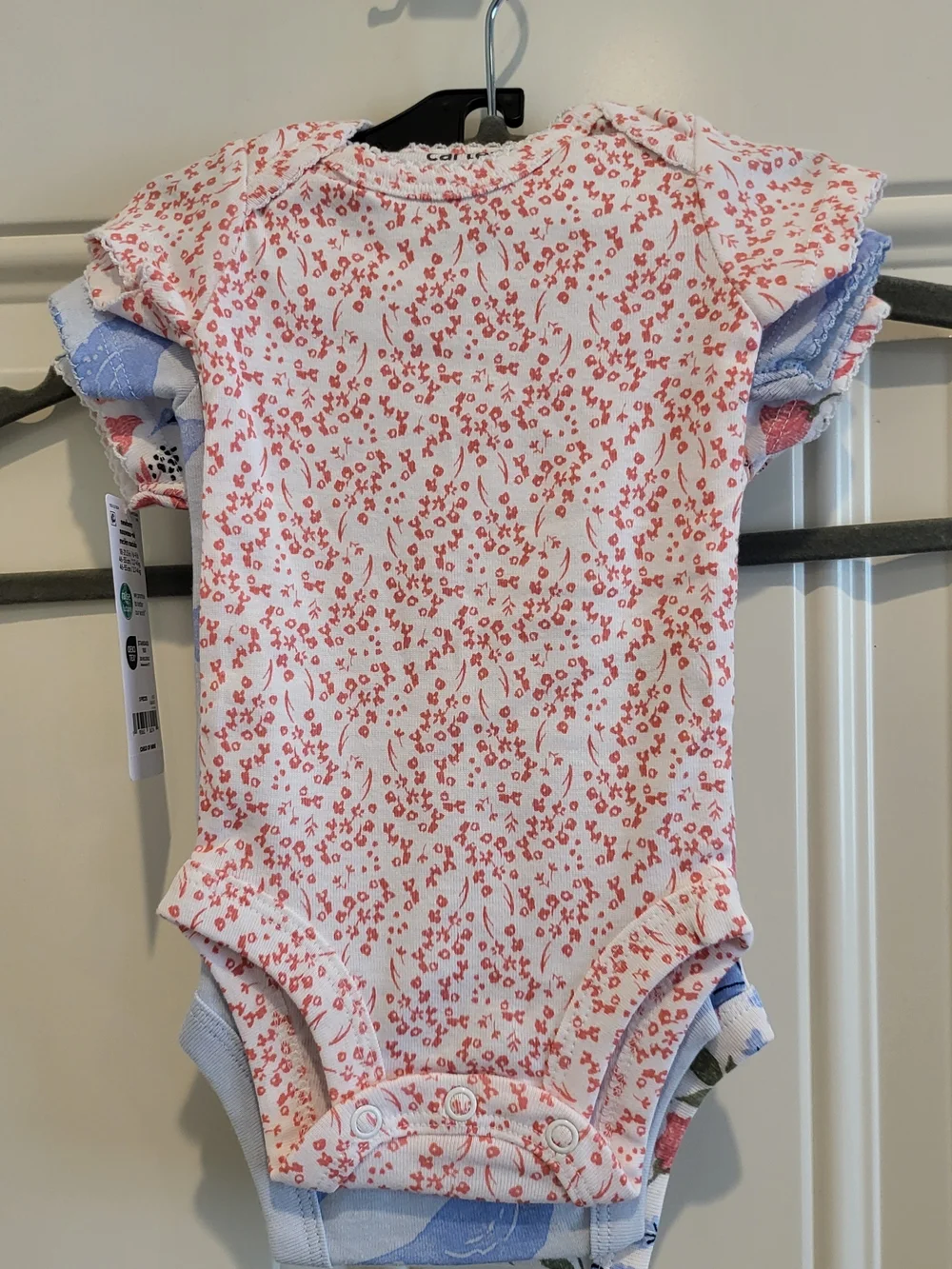 Carter's Newborn 3-Pack Cotton Knit Floral Ruffle Short Sleeve Bodysuits-NWT